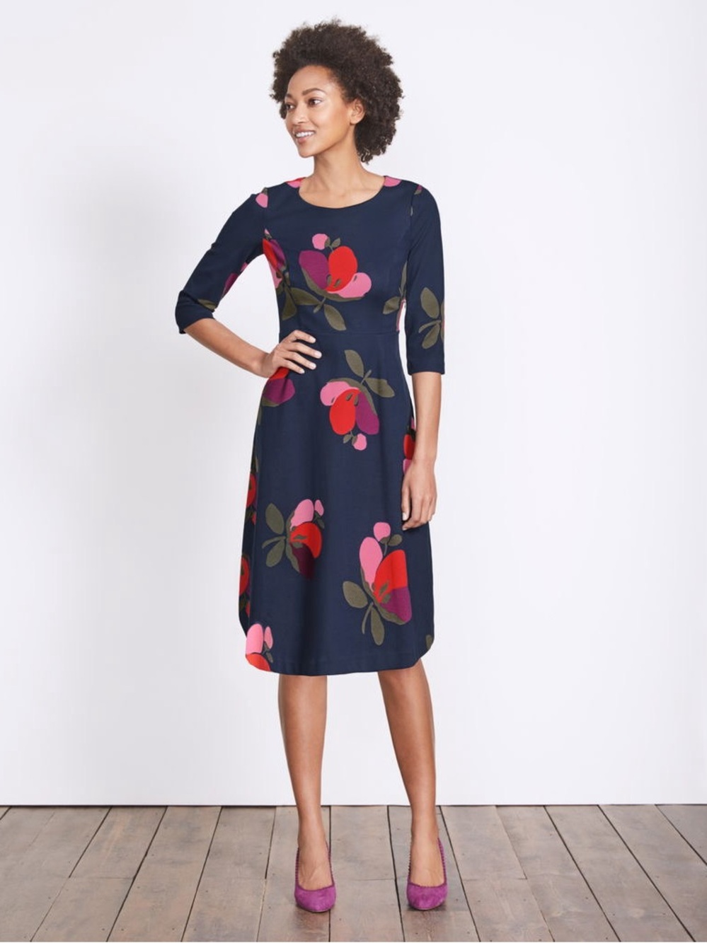 Boden Irene Ponte Fit and Flare Floral Dress Classic Chic Clean Girl Preppy
